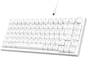 AJAZZ AK820 75% TKL Mechanical Keyboard with Wired, Hot Swappable Blue Switch, Gaming Keyboard with Board Mount, Blue Light, 82 Keys with CNC Volume Knob, for Win/Mac-White