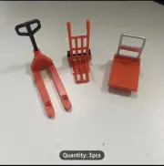 Miniature Forklift Truck Toy Set Plastic Manual Pallet Jack Dolly Cart Orange