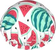 Fruits Watermelon Print Various Activities Shower Cap Reusable Soft And Lightweight Bath Hair Cap Long Hair