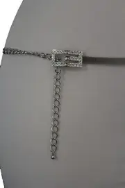 Women Fashion Ultra Skinny Waisband Belt Silver Mesh Metal G Buckle Size S M
