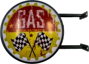 Gas Open 24 Hours Checkered Flag Bar Lighting Wall Sign Light LED