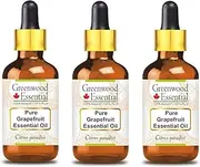 Greenwood Essential Pure Grapefruit Essential Oil (Citrus paradisi) with Glass Dropper Steam Distilled for Personal Care (Pack of Three) 100ml X 3 (10oz)