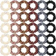 WILLBOND 30 Pcs Small Satin Silk Scrunchies Bulk for Women, Thin Hair Ties Mini Scrunchy Bands Skinny Ponytail Holders for Thick Curly Hair Pony Tails Wrist Decor(Colorful)