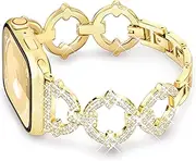 [Light House] Compatible with Apple Watch Band 46mm 45mm 44mm 42mm 49mm for Women, Dressy Bling Designer Apple Watch Band for iWatch Series 10 9 8 7 6 5 4 3 2 1 iWatch SE,Ultra 1 2 (Gold)