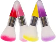 LIFKOME 4pcs Portable Makeup Brush Blush Nail Cleaning Tool Ergonomic Handle Convenient Makeup Accessory for Dust Removal and Blush Application