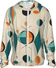 [LHBWCVN] UPF 50+ Light Jacket Full Zip Sun Protection Hoodie for Women Men Long Sleeve Mid Century Geometric Sun Shirts