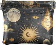 [YXYZRMY] Planet Moon Star PU Leather Squeeze Coin Purse, Coin Pouch Change Holder for Women Men, Mini Portable Cosmetic Bags for Women, Multi-colored, one size, Multi-style, Multi-colored, one size