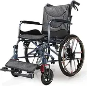 Lightweight Folding Transport Wheelchair w/Swing-Away Footrest, Calf Support Strap, Hand Brakes and Push-to-Lock Adults Manual Wheelchair - 18" Seat, 32lbs Weight