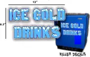12" "ICE COLD" BLUE HORIZONTAL COCA COLA PEPSI COOLER POP MACHINE