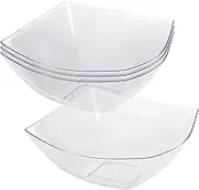 Bluesky Trading Clear Square Plastic Salad Bowl Serving Bowl - 16 oz | Pack of 4