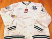 NWT MITCHELL & NESS NHL SEATTLE KRAKEN LIGHT WEIGHT SATIN JACKET SIZE 3XL