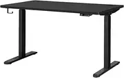 OIKITURE Electric Height Adjustable Standing Desk - 140x70CM, Dual Motors Sit Stand Up Desk with Adjustable Height 70-116CM, USB & Type-C Ports, Headphone Hook, for Home Office Computer Desk, BK+BK