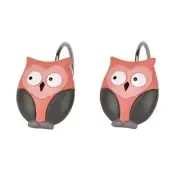 Saturday Knight Limited Pink / Gray Owl Owlet Shower Curtain Hooks Set of 12