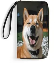 [BFGWK] Big Novelty Shiba Inu Smile Tongue Out Printing Long Zipper Wallet Leather Wallet Suitable for Men and Women, Style, 19.8x10.5cm, Style, 19.7x10.5cm