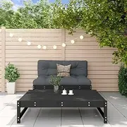 2-Piece Garden Lounge Seating Set Outdoors, Cushions, Patio Furniture Table, Bench, Backyard Comfy Sectional Chair, Black Solid Wood