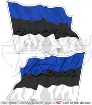 ESTONIA Estonian Waving Flag EESTI Vinyl Bumper Decals, Stickers 4,7"(120mm) x2