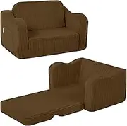 MeMoreCool Cord Children's Sofa Foldable, Children's Couch, 2-in-1 Toddler Sofa Bed, Children's Armchair, Mini Sofa for Children's Room, Fancy Play Sofa for Girls and Boys, Brown