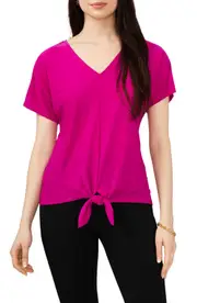 Chaus V-Neck Tie Front Top