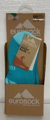 TODDLER KIDS EUROSOCK “SNOW BASE OTC” SKI SOCKS (TURQUOISE) 2XS SIZES 11.5-13.5