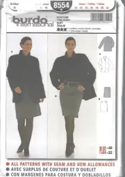 Burda 8554 Sewing Pattern - Jacket, Skirt-All Sizes 10-22-Uncut-Brand New