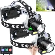 LED Headlamp Rechargeable 150000 Lumens Super Bright with 10 Modes & Motion S...