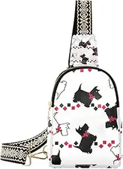 [Joitme] Fun Rainbow Colorful Leather Crossbody Wallet Bag, Ideal for Securely Carrying Essentials, Small Crossbody Purses for Women, Scottie Dog