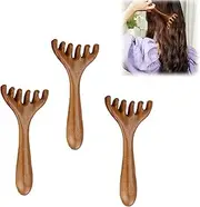 3PCS Wooden Scalp Massager, Heads Massage Comb - Scalp Stimulator Massager Combs, Wide Tooth Comb For Women