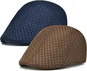 [Taidor] 2 Pack Teenagers' Mesh Cap Breathable Summer Newsboy Hat Adjustable Beret Ivy Cap Irish Riding Hiking Hats