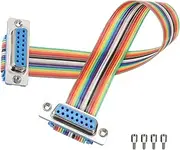 uxcell IDC Rainbow Wire Flat Ribbon Cable DB15 Female to DB15 Female 8 Inch Length 2.54mm Pitch Breadboard Jumper Wires for Electronic Projects