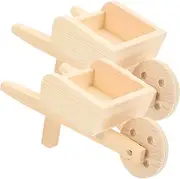 SUPVOX 2 pcs Miniature Wooden Cart Models Mini Wheelbarrows for Dollhouse Decor for Fairy Garden Unique Home Decoration Smooth Surface No Burrs