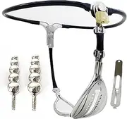 HCUDFN BDSM Female Chastity Belt Metal Underwear Anal Plug+Vagina Plug Full Agreement Stainless Steel Chastity Device Sex Toys For Woman(Waist 102~108cm)