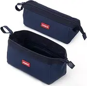 Pencil Case Large Capacity Pencil Pouch Pen Bag for School Teen Girl Boy Men Women, Navy, Wide Opening