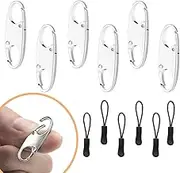 Zipper Clip Theft Detterent - Anti Theft Zipper Locks Keep The Zipper Closed Backpacks, 6 Pack Easy Clip Black & White, Nylon Cord Zipper Pulls 6 Pack (6 Pcs Silver, Oval Double Open)