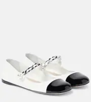 [Miu Miu] Miu Miu Embellished leather ballet flats AU 7 white