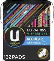 U by Kotex Designer Series Ultrathin Pads Regular with Wings 132 Pack-Au