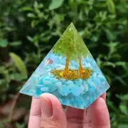Tree of Life Orgonite Pyramid Amazonite Peridot Gemstone Orgone Home Decoration