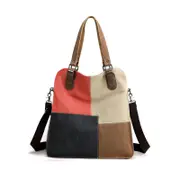 Canvas Shoulder Satchel Handbag Large Capacity Tote Bag for Womens-Black