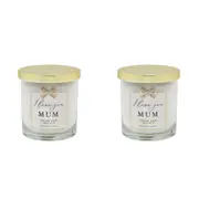 2x Gibson Gifts Jewelled Scented Candle Velvet Rose/Oud Scent Love You Mum