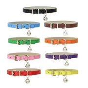 Leather Cat Collar Kitten Safety Release Adjustable Bell Pink Blue Red Black
