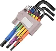 Color Ball End Hex Key Set,9 PCS Allen Wrench,Metric1.5-10mm,Cr-V Steel Industrial Grade S2 Standard Ball Head for Bike,Furniture,Repair