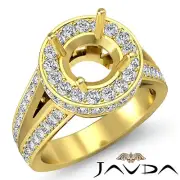 Vintage Round Shape Pave Semi Mount Diamond Engagement Ring 14k Yellow Gold 2Ct