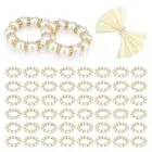 50 Pcs Napkin Rings Imitation Beaded Napkin Rings Elastic Rhinestone2850