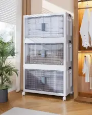 76QT Stackable Storage Bins with Lids - Folding Storage Boxes with Doors and ...