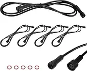 uxcell 5-Pack Waterproof Extension Cable, 2 Pin 3.28 Ft/1m Extension Cord Wire with 22AWG IP67 Male and Female Connectors for Outdoor Spotlights/LED Deck Lights [Black]