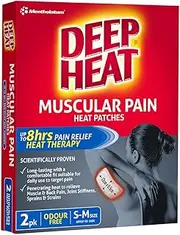 Deep Heat Extra Large White Rectangular Heat Patch, 2 Count, Provides Up to 8 Hours of Warmth, Odorless, Activates in 1 Minute, For Back Pain & Muscular Aches
