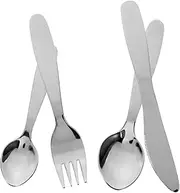 Alipis Stainless Steel Set for Boys and Girls Fork Spoon Soup Spoon Cutter 4-Piece Children's Cutlery Straight Handle