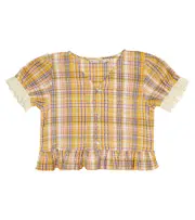[The New Society] The New Society Andrea checked cotton-blend top Y 8 multicoloured