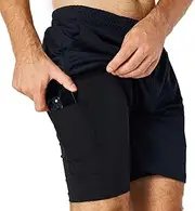 [GRAMVAL] Men's 2 in 1 Workout Running Shorts Lightweight Quick Dry Training Yoga Gym Short with Zipper Pockets and Towel Loop