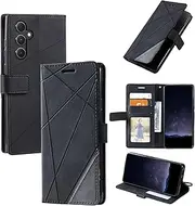 Design Piece of Leather-Like Wallet Phone Case for Samsung Galaxy A54 with Card Slots, Cash Pocket, Kickstand and Magnetic Lock (Black)