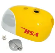 FIT FOR BSA B25 B40 B44 C15 Victor Enduro Trials Steel Chrome & Yellow Tank +cap